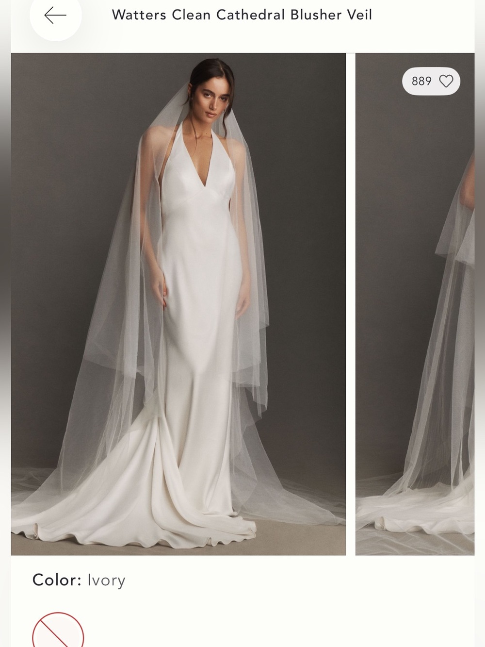 Watters clean blusher cathedral veil